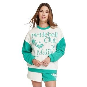 Grayson Threads Women's Green and White Crew Neck Sweater